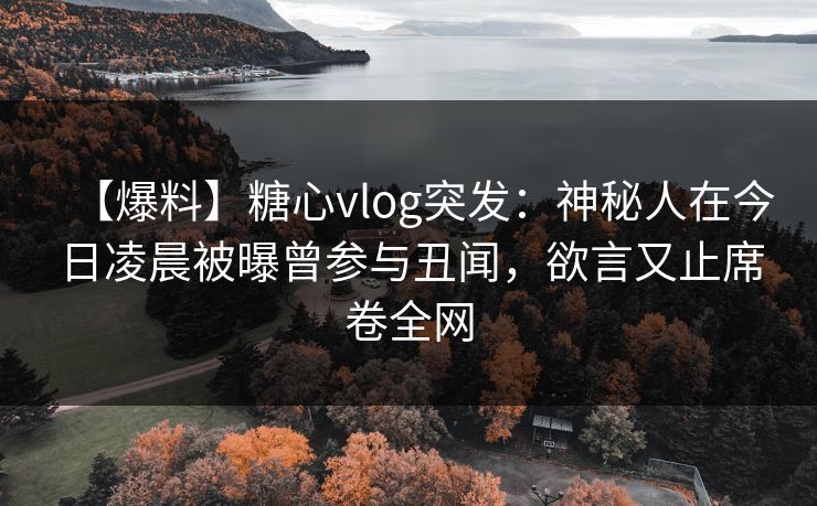 【爆料】糖心vlog突发:神秘人在今日凌晨被曝曾参与丑闻,欲言又止席卷全网 【爆料】糖心vlog突发:神秘人在今日凌晨被曝曾参与丑闻,欲言又止席卷全网