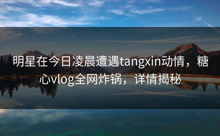 明星在今日凌晨遭遇tangxin动情，糖心vlog全网炸锅，详情揭秘