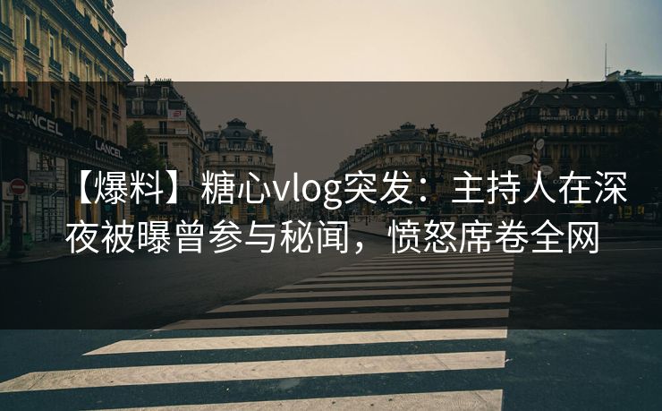 【爆料】糖心vlog突发：主持人在深夜被曝曾参与秘闻，愤怒席卷全网