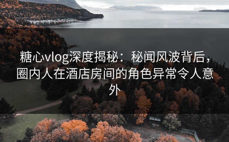 糖心vlog深度揭秘：秘闻风波背后，圈内人在酒店房间的角色异常令人意外